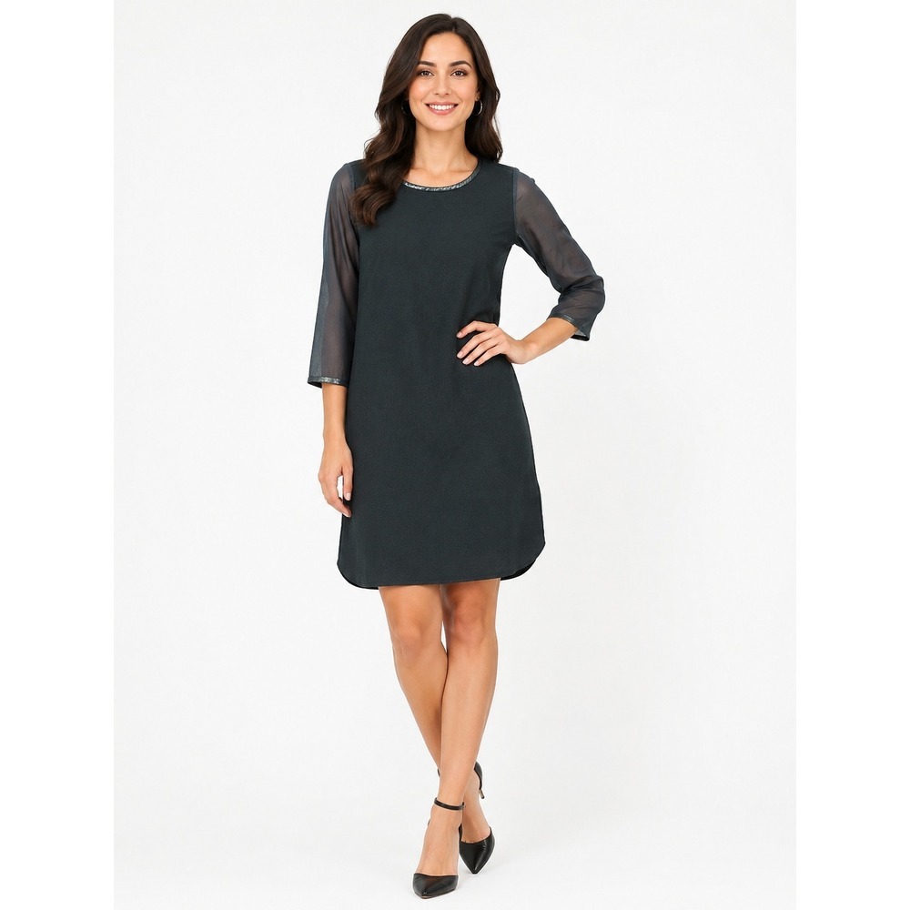 Madewell Silk Sleeve Hi-Low Shift Dress Black XS NWT